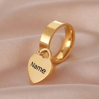 sipuris customized heart shaped name ring stainless steel personalized name letter ring for couples women gifts fashion jewelry