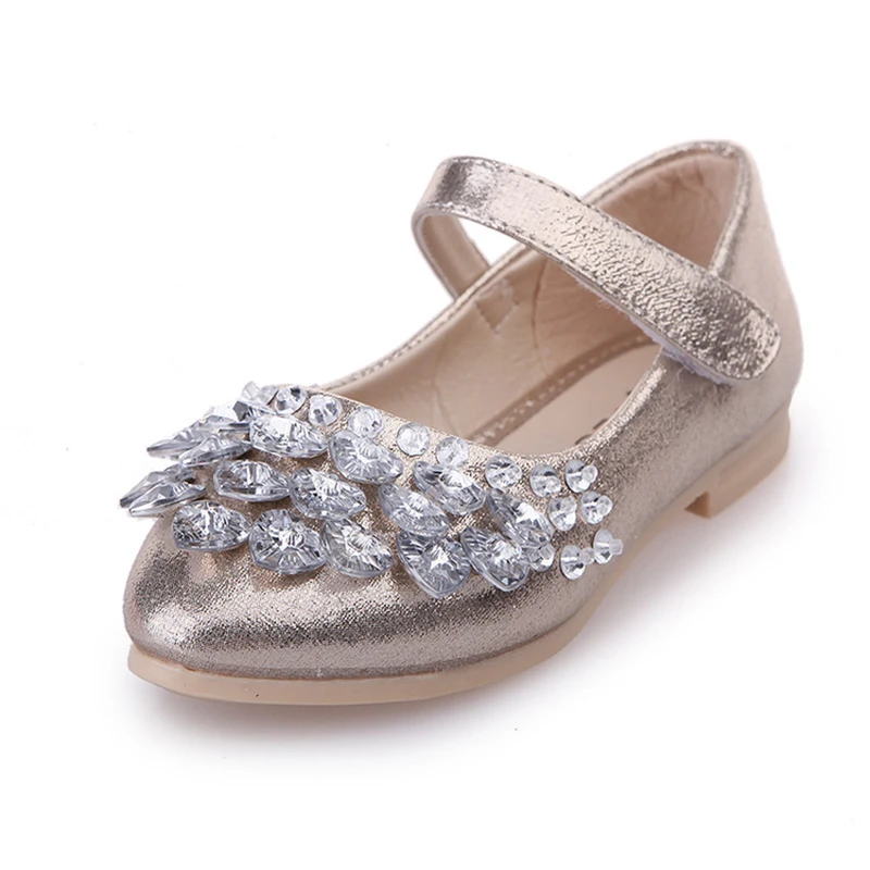 

Spring and Summer New Girls' Single Shoes Girls Flat Shoes Children's Crystal Shiny Princess Shoes Girls Sweet Soft Sole Shoes