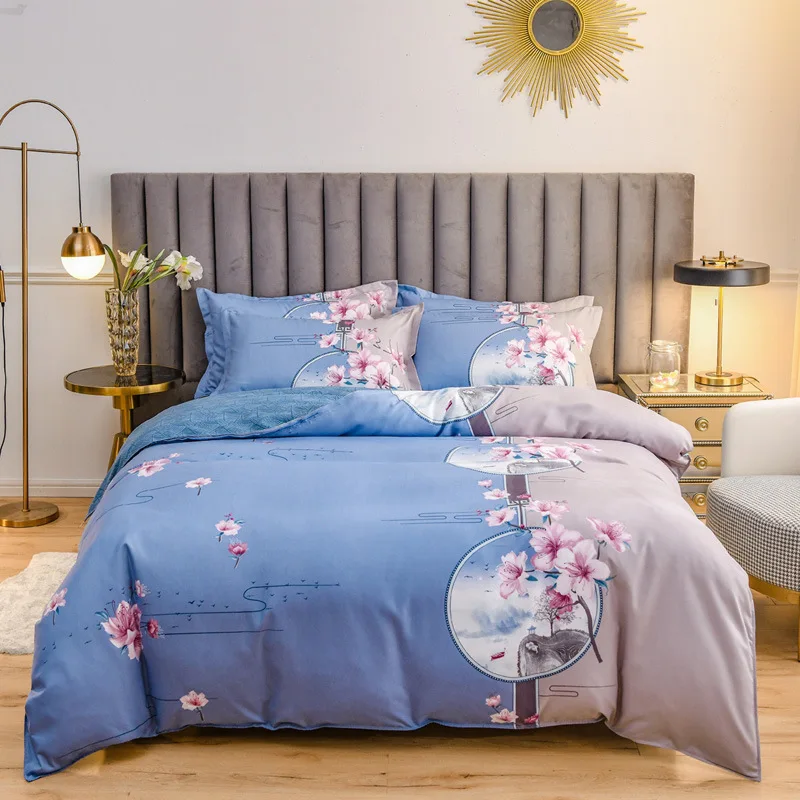 

Thickened Cotton Sanding Four-Piece Set Autumn and Winter Cotton Bed Sheet Quilt Cover Bedding Fashion Bedding Set Luxury Set