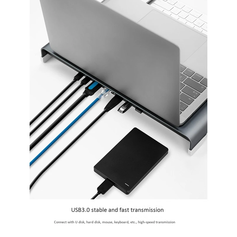 

Vaydeer Aluminum Monitor Stand Desktop Display Riser with Type-C/USB3.0/HDMI Multi Interface Converter for Computer PC/Laptop