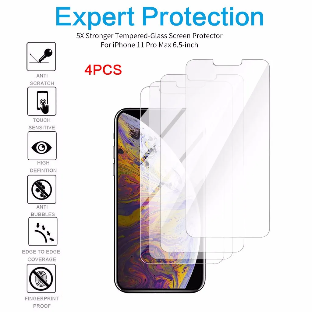 Защитное закаленное стекло с прорезями для экрана IPhone 11 Pro Max HD прозрачная