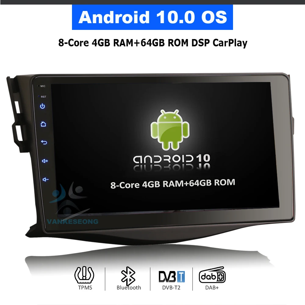 

Автомобильная Мультимедийная система 9 "Android 10,0, GPS, DSP, TPMS, DVR, Bluetooth, Авторадио для TOYOTA RAV4 2006-2012