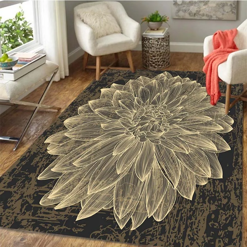 

Винтажные коврики для гостиной, роскошные черные ретро-коврики с цветами, мягкие коврики для спальни, ванной, кухни, Коврик для ванны, Прямая...