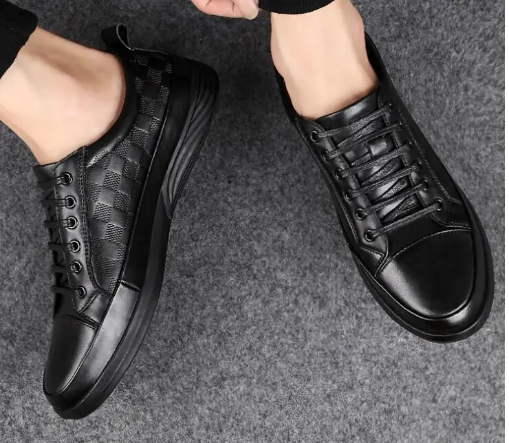 Туфли мужские из натуральной кожи удобная повседневная обувь на плоской подошве