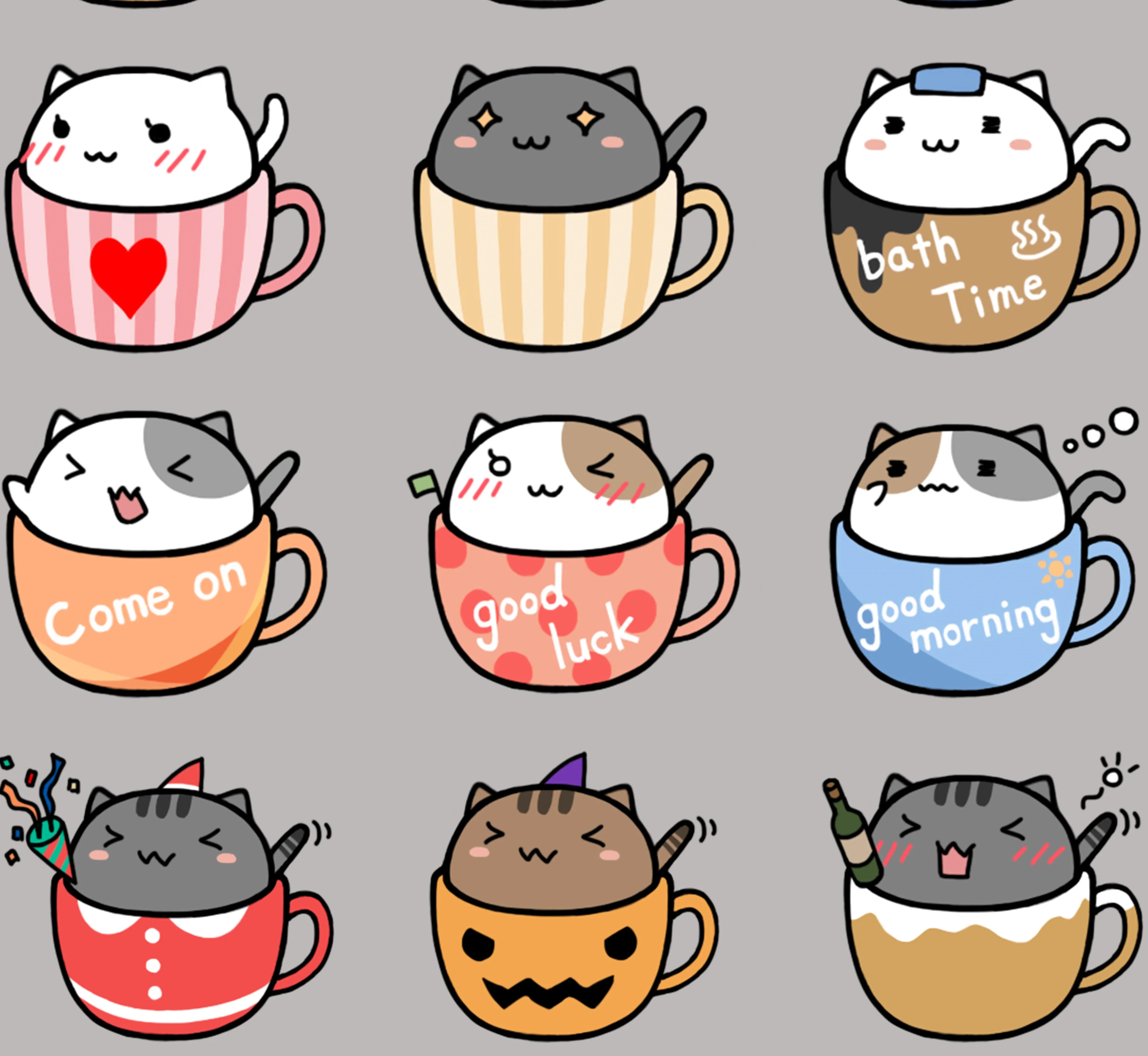 40 чашки наклейки с котенком Аниме Забавный альбом для стикеров детей