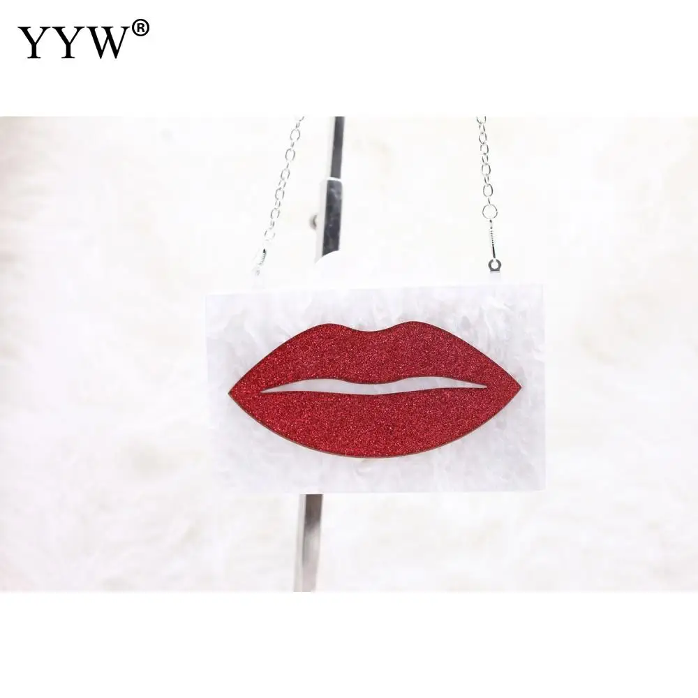 

Lip Pattern Acrylic Box Bag Clutch Bag Clutch Bag Women Party Dress Purse Elegant Handbags Evening Bags Clutch 2021 with Chain