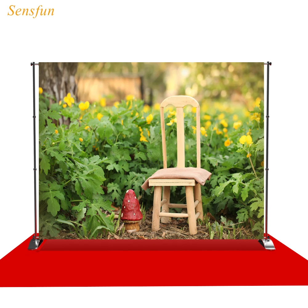 LEVOO фотографический фон для улицы Весенний сад трава кресло гриб фотостудии
