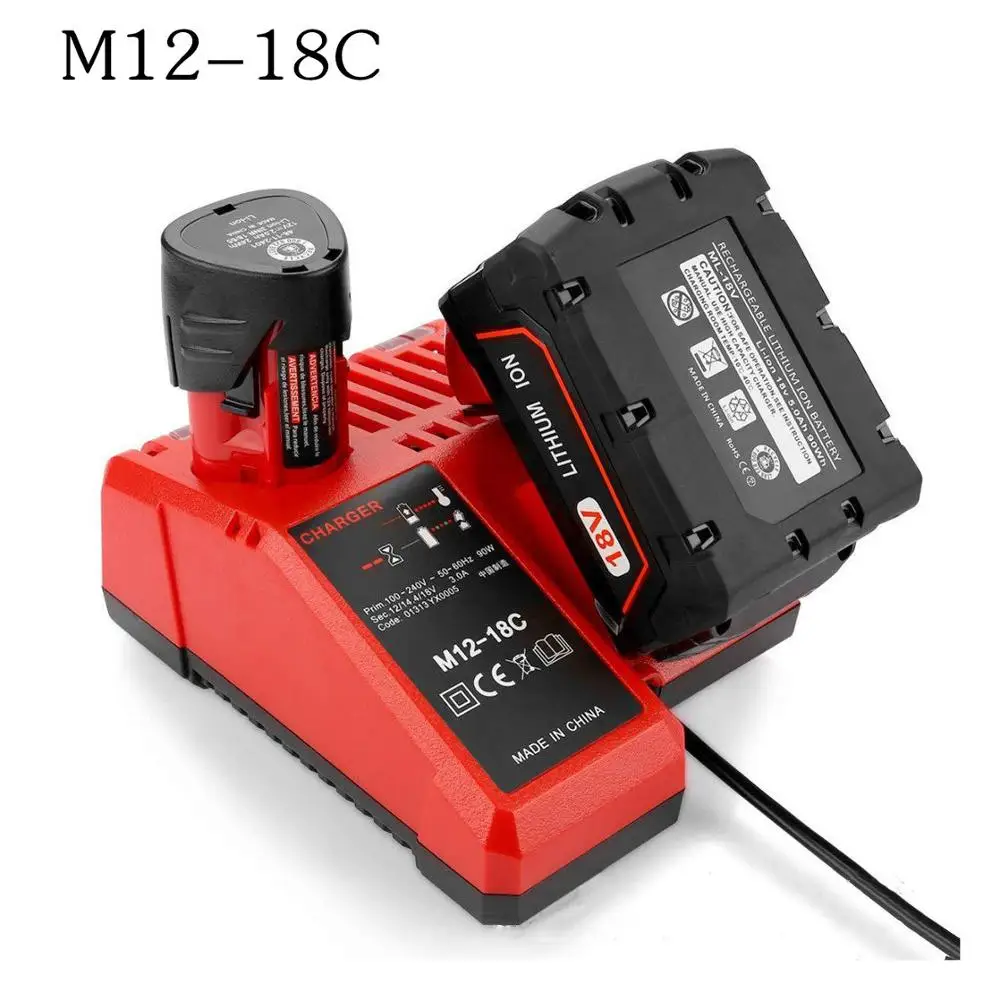 m12 18c li ion battery charger for milwaukee 12 v 14 4v 18v c1418c 48 11 181518281840 m18 m14 m12 lithium battery free global shipping