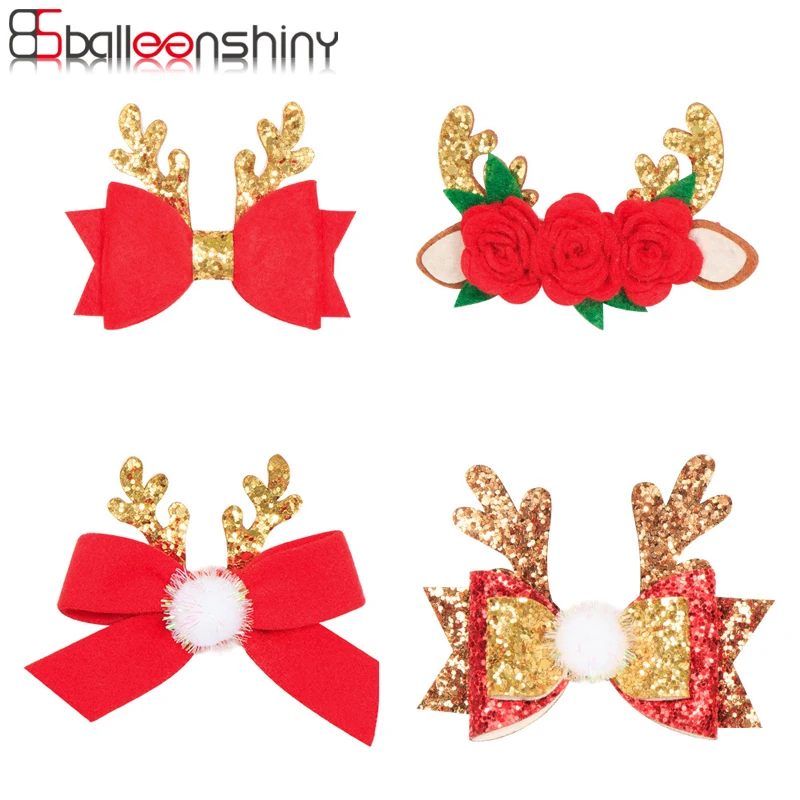 Рождественские подарки для детей девочек заколки с блестками и рогом оленя |