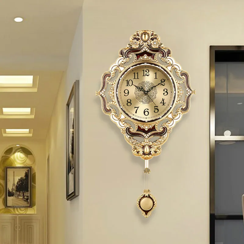 

Polished Wall Clock Creative Quartz Digital Large Quartz Pendulum Metal Silent Wall Clock Reloj De Pared Home Decoration