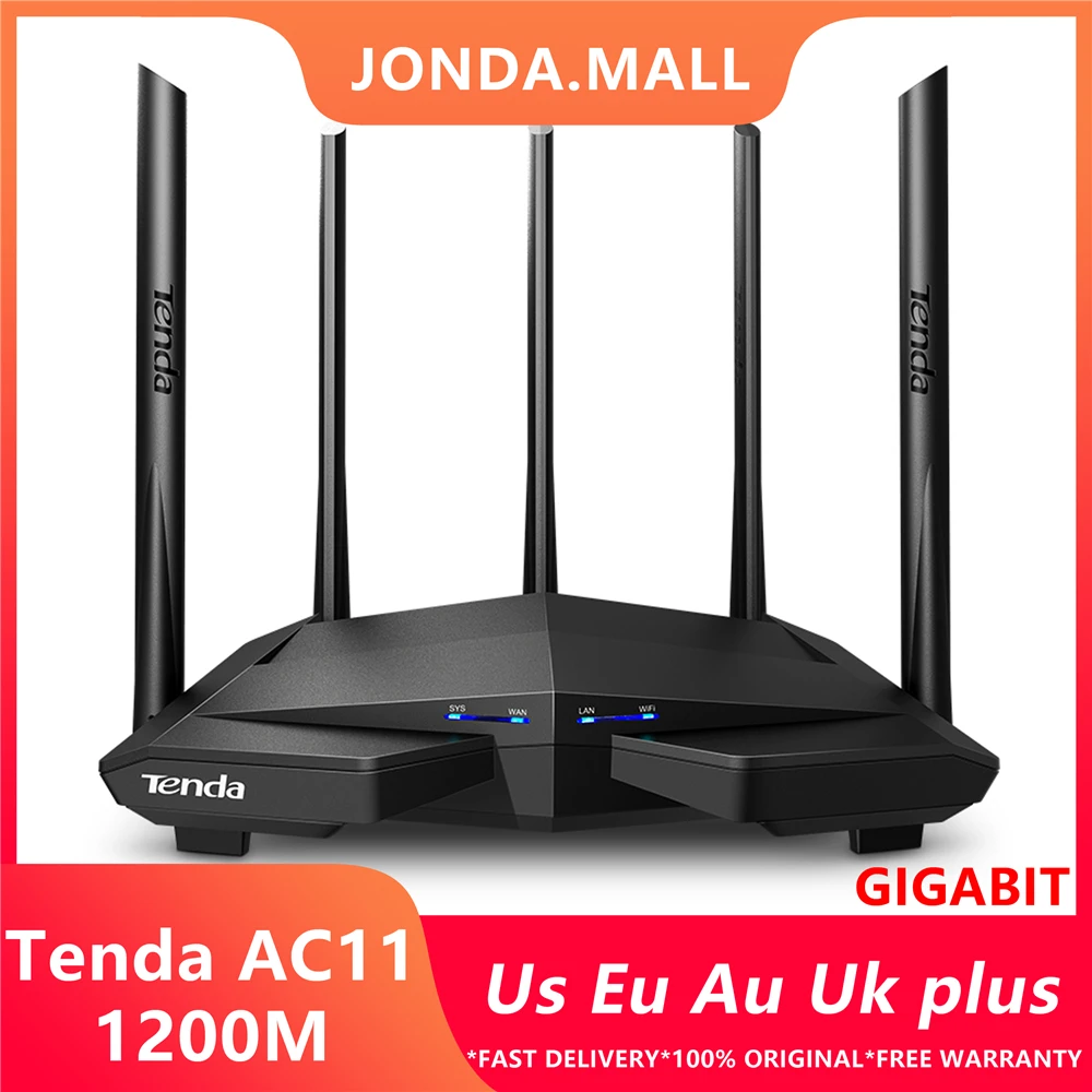 

Tenda AC11 1200Mbps Wireless Wifi Router Dual band 2.4G/5G 1 WAN+3 LAN Gigabit Ports 5*6 dbi Antenna 802.11AC 1GHz CPU 128 DDR3