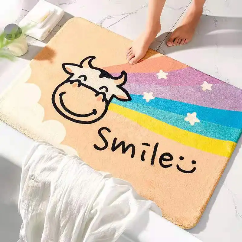 

Cartoon Rainbow Carpets Doormats Rugs For Home Bathroom Living Room Entrance Door Floor Stairs Kitchen Bedroom Hallway Smile