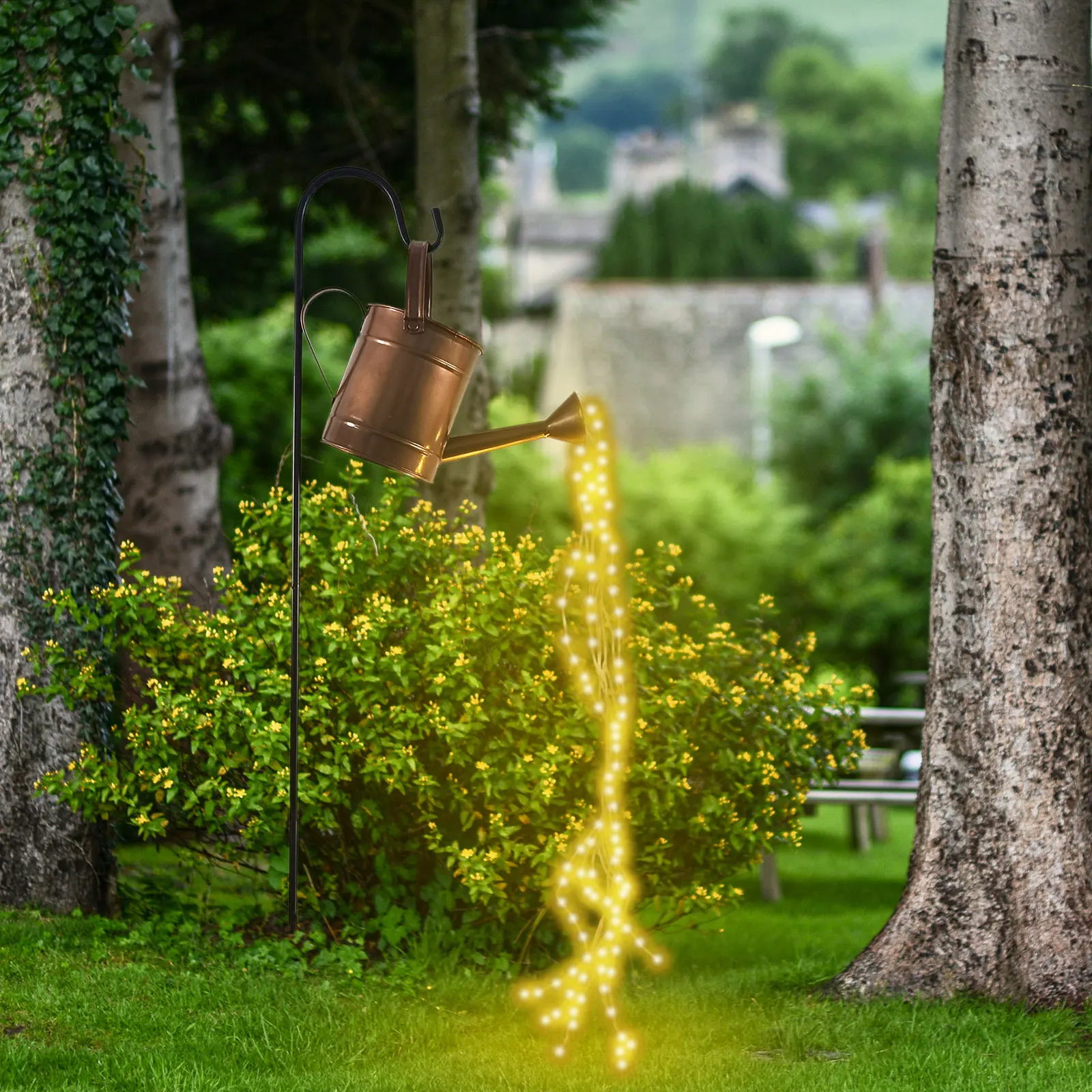 

Outdoor Solar Watering Can Ornament Lamp Star Shower Light Waterproof LED Watering Can Decor Fairy String Garden Art Lights