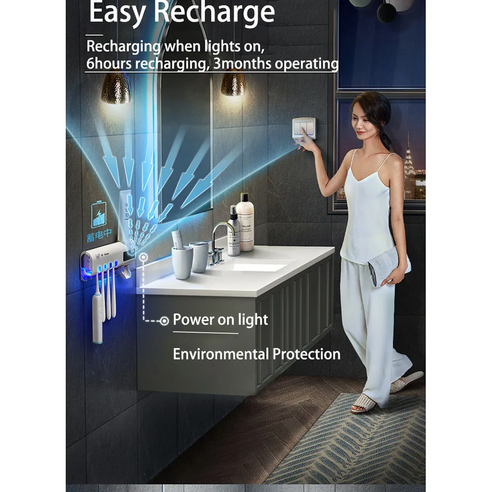 Интеллектуальный Солнечный диспенсер для зубной пасты Многофункциональный УФ