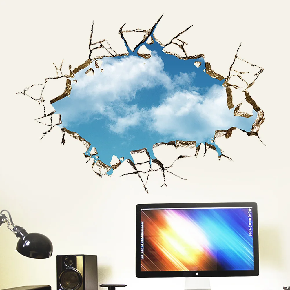 Настенный стикер s домашний декор небо пейзаж с облаками наклейка для детской