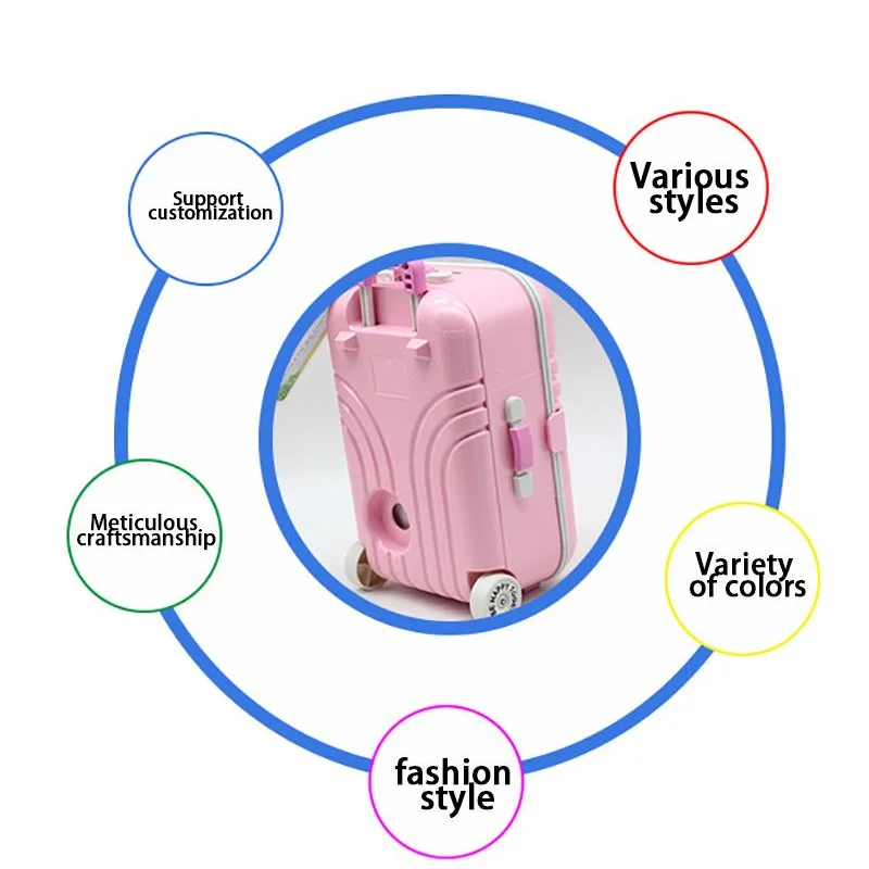 

Dolls Luggage Plastic Password Box For Girls BJD Doll Fashion Suitcase Model Outing Bag Toys Doll Accessories Pink DIY Toy Gifts