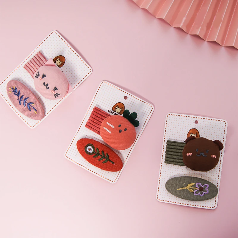 

2 шт./компл. детская заколка для волос с цветочной вышивкой