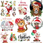 Рождественские милые нашивки с утюгом, олень, Санта-Клаус, тигр, нашивки на одежду, куртку, Аппликации, искусственная цианистая теплопередача