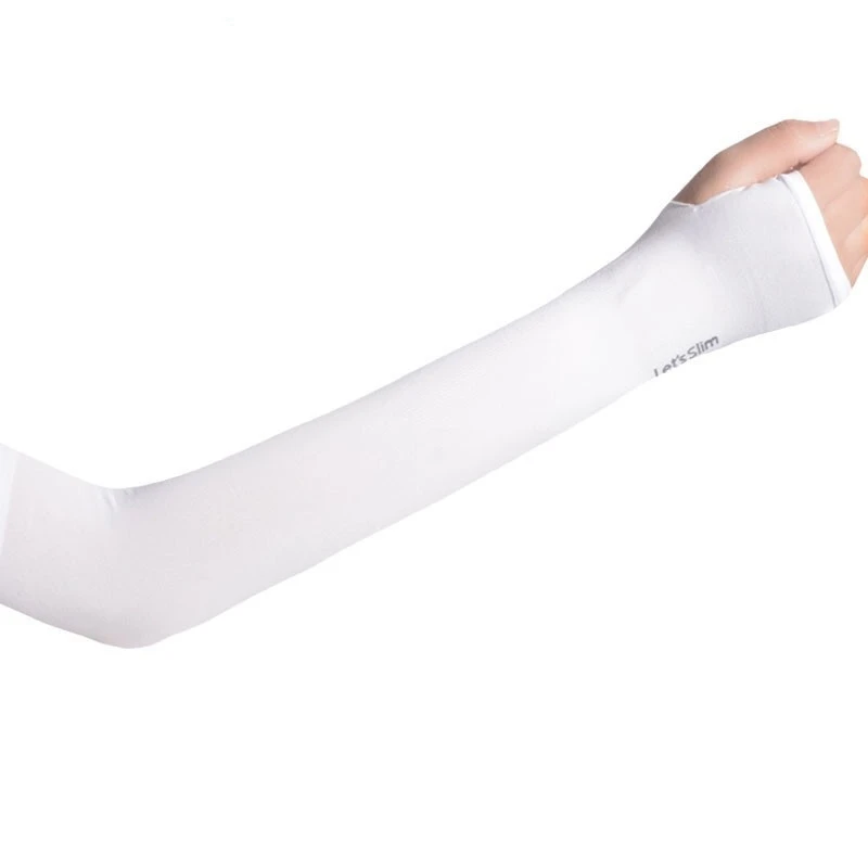 White 1 пара нарукавников для занятий спортом, бега, велоспорта, гольфа, рыбалки, велоспорта, нарукавники для защиты от солнца и УФ-излучения, теплые Рукава - Цвет: White