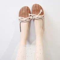 summer woven sewing flat shoes for ladies slip on ethnic flats breathable espadrille solid woman shoes casual footwear