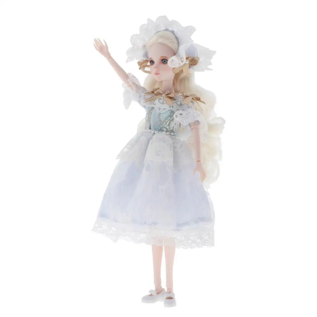 

1/6 Movable Joints BJD Doll 29cm Makeup Dress Up Brown Blue Eyeball Dolls with Dress for Girls Toy New