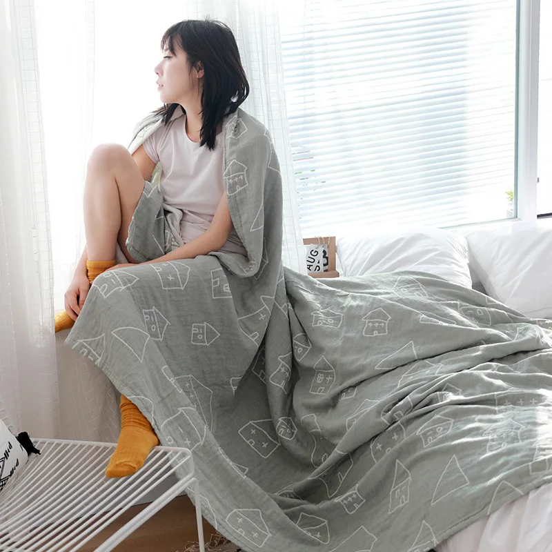 

Cartoon Printed Blanket Stripe Throw Blanket for Nap Sofa TV Travel Summer Quilt High Quality Soft Towel Single Double