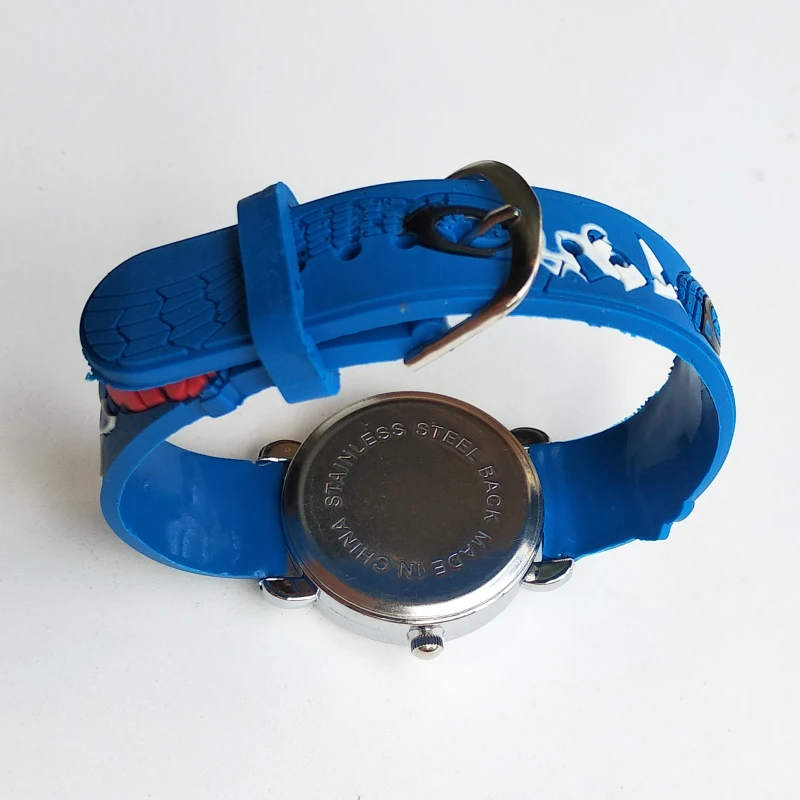 Синий черный красный ремешок мультфильм Силиконовые Детские часы кварцевые для