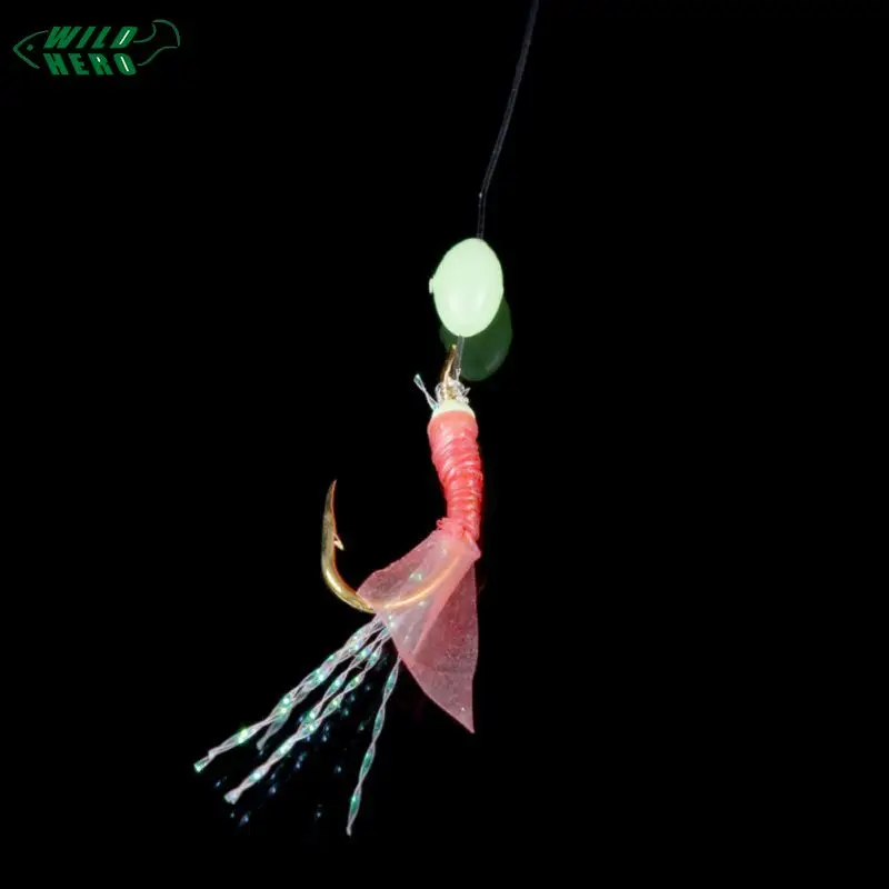Wildhero Fishing String Hooks Fishhooks For Swivel Jig Luminous Gold-plated Fish Skin /ve | Спорт и развлечения