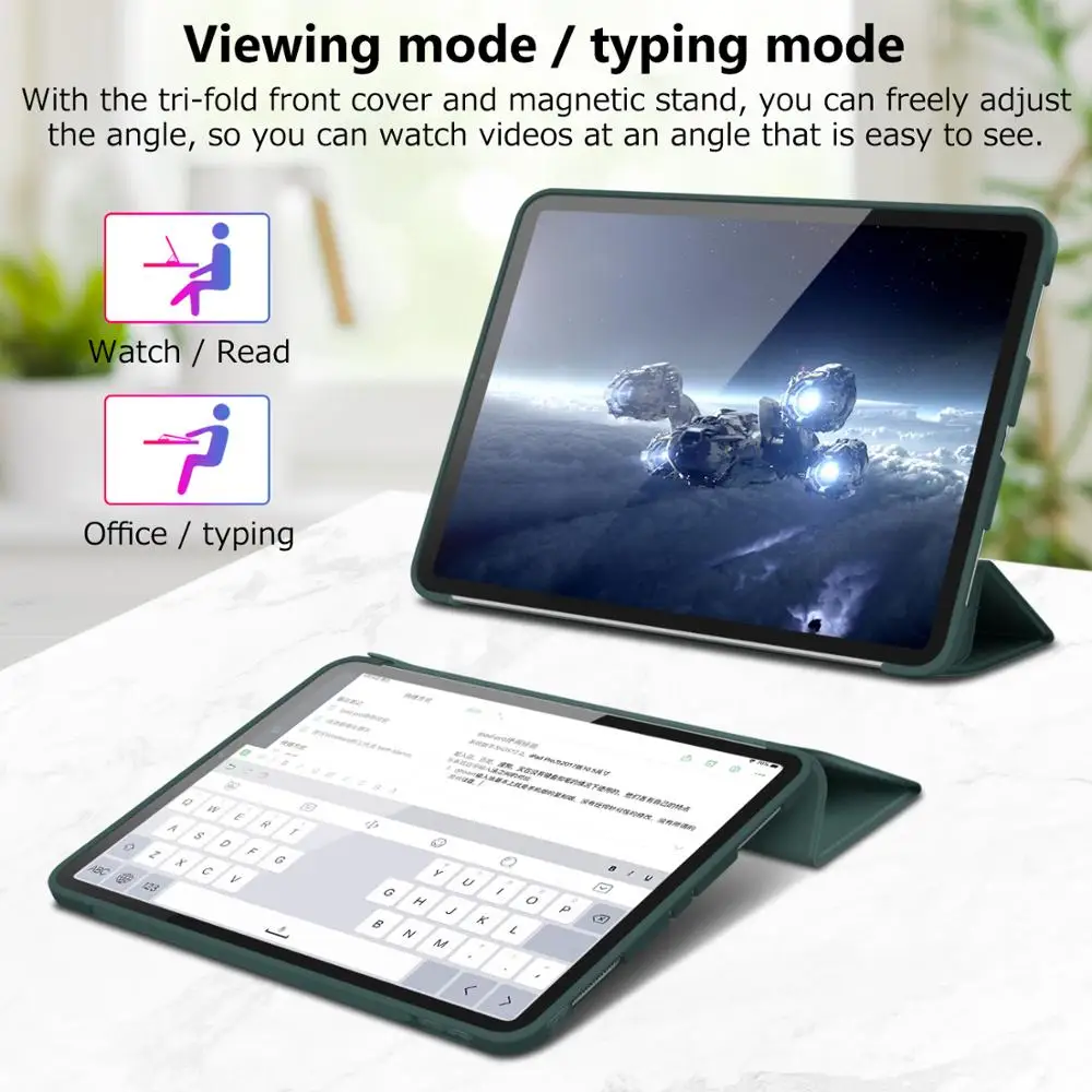 ZVRUA Чехол для iPad Pro 11 2020 & 2018 ультра тонкий PU кожаный умный чехол мягкий нового