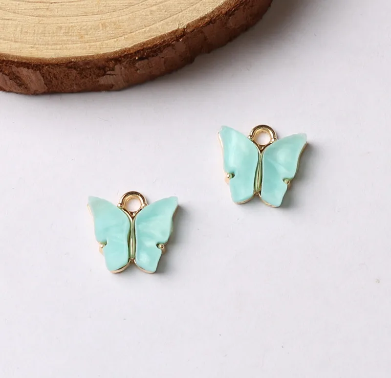 10 шт./лот трендовые акриловые подвески в виде бабочек из сплава милые DIY Подвески