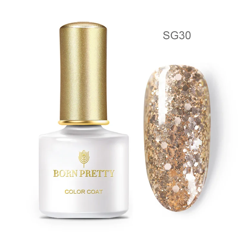 BP-SG30 Гель-лак для ногтей BORN PRETTY с блестящими блестками, 6 мл, голографический УФ-гель, розовый, золотой, серебряный, впитывающий Гель-лак - Цвет: BP-SG30