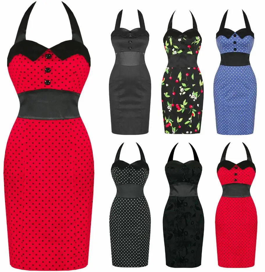 Женское винтажное платье в горошек летнее облегающее платье-карандаш вечерние