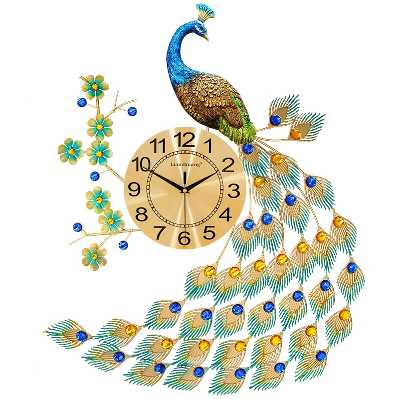 

Peacock clock wall clock living room home fashion quiet modern decorative personality clock Phoenix clock wall home decor