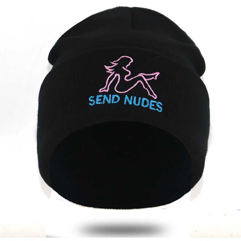Хлопковая шапка Nudes с вышивкой вязаные гибкие черные зимние шапки для мужчин и