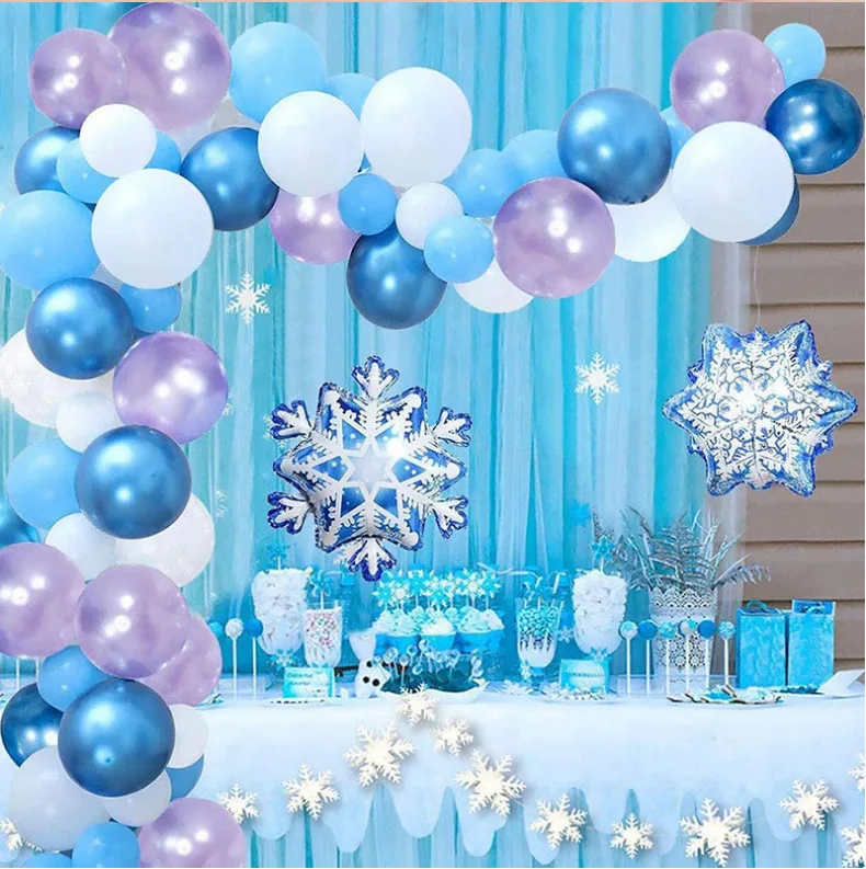 Juego de globos de princesa de copo de nieve, Kit de arco de guirnalda, fiesta de cumplea&ntilde;os de Frozen, Bola de hielo, Baby Shower, decoraci&oacute;n de boda, Globo, 1 Juego-2
