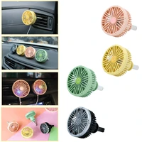 usb electric car auto air vent clip outlet fan mini led light 7 blade air cooler adjustable 3 speed with light