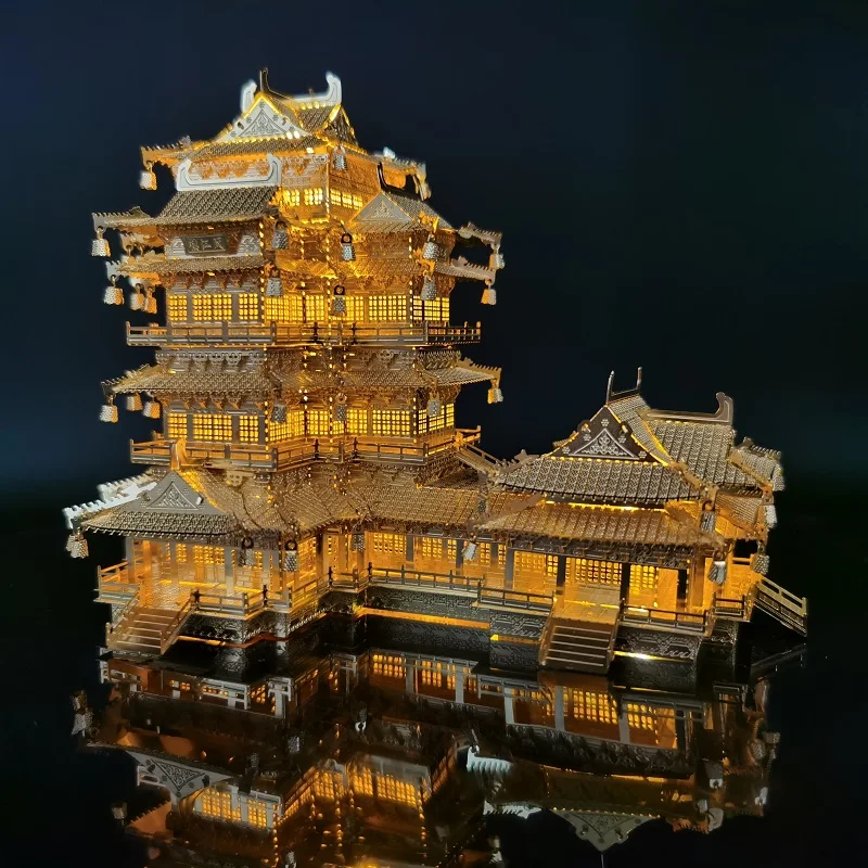 

Architecture 3D Metal Puzzle Yuejiang Tower Diy Laser Cutting Assemble Model Jigsaw Toys Ocean Ancient Chinese for Adult Unisex