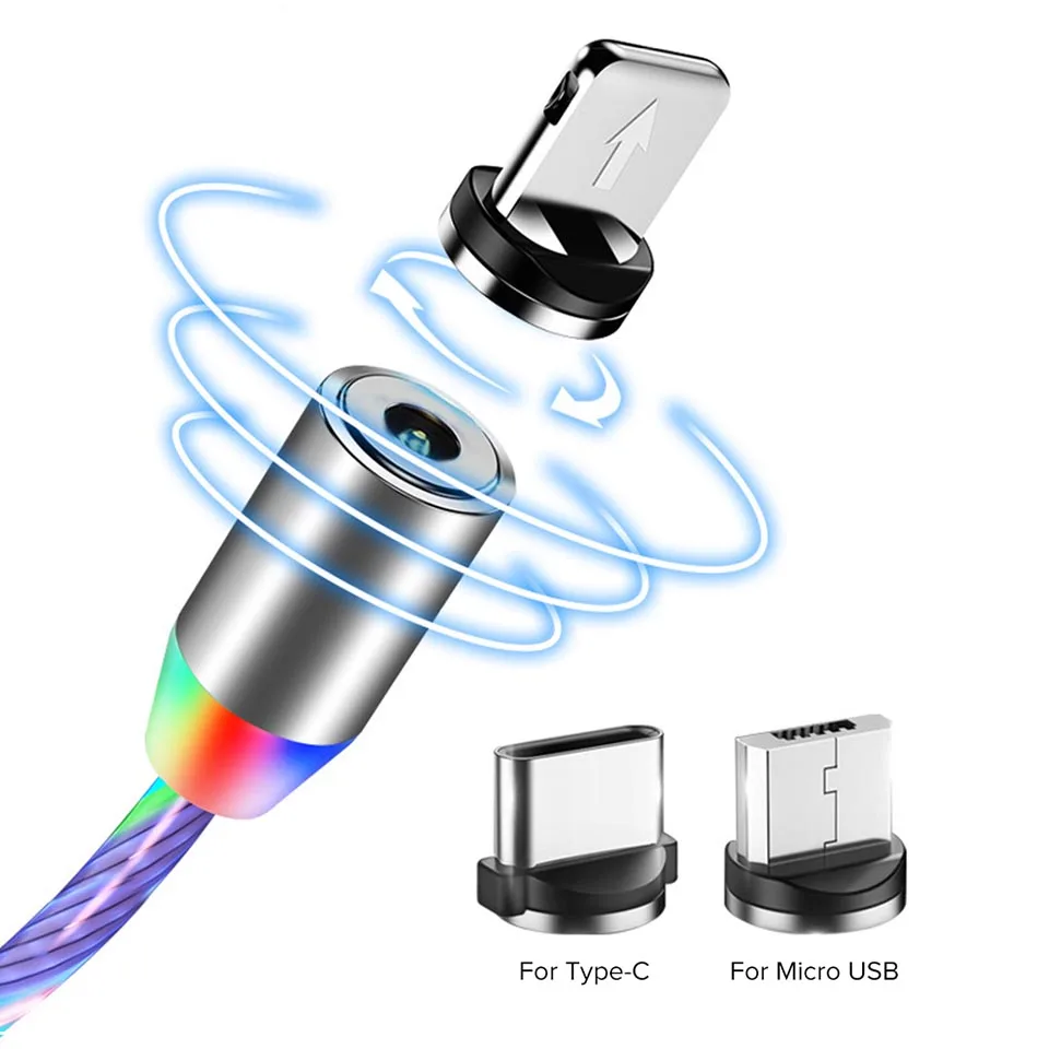 Магнитный кабель Venroii Micro usb type-C для телефона samsung, освещение, магнитное зарядное устройство type C, зарядный провод для передачи данных для huawei Xiaomi 8