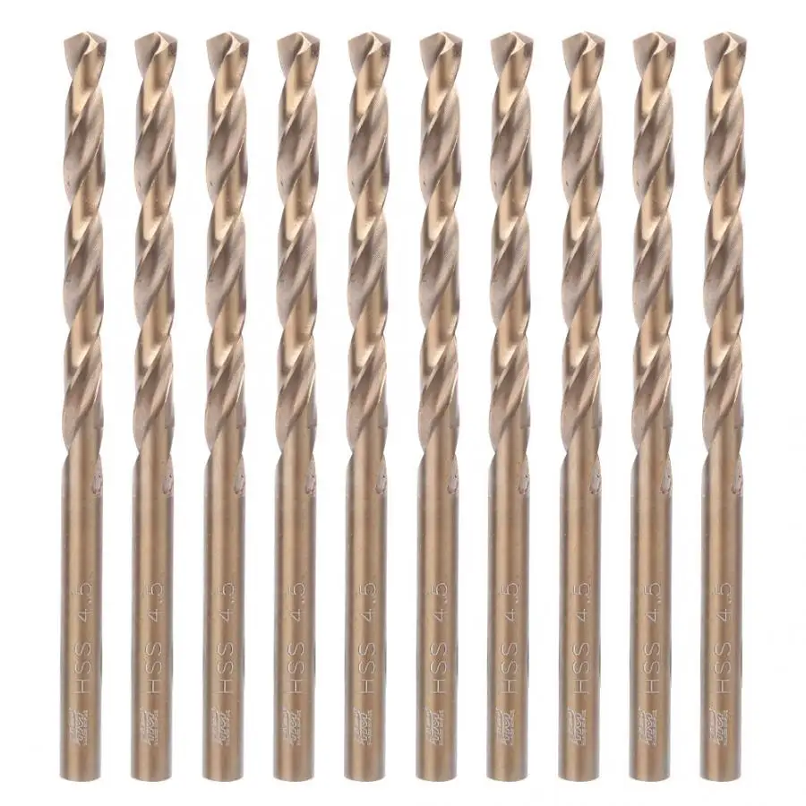 10 шт. спиральные сверла из быстрорежущей стали с прямым хвостовиком для железной