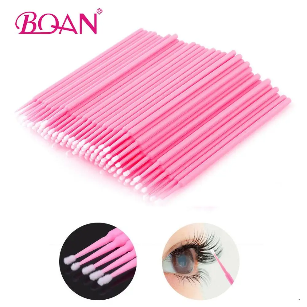 

BQAN 100pcs/set Cotton Swab Micro Brushes Eyelash Extension Make Up Eye Lash Glue Disposable Applicators Sticks Makeup Tools