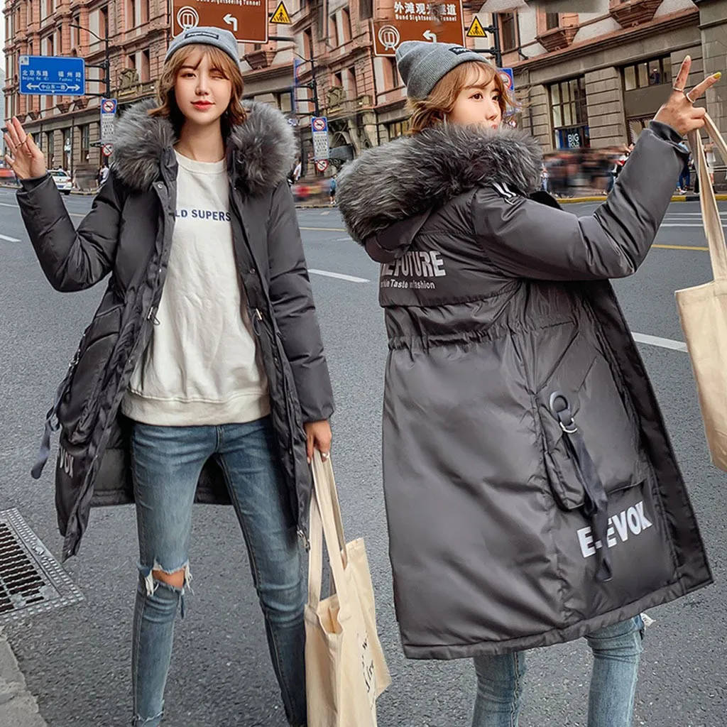 Женская куртка с капюшоном и длинным рукавом пальто хлопковой подкладкой