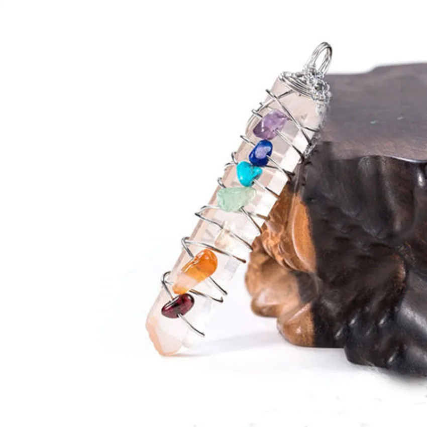 Мода бусины натурального лечебный Кристал кварц 7 чакра камень провода