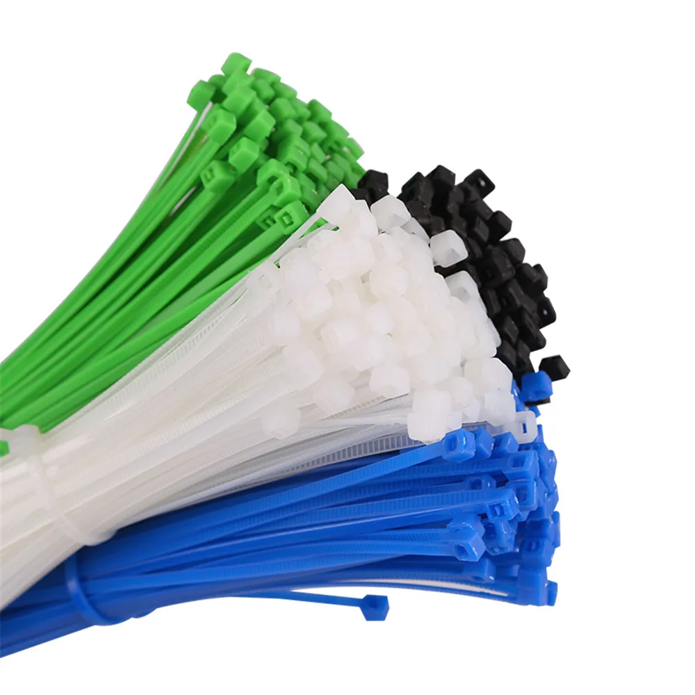 100 шт. однотонные цветные нейлоновые кабельные стяжки самоблокирующиеся