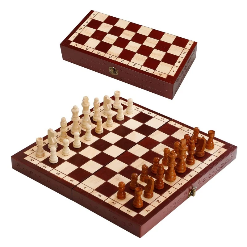 

54DF 35cm/30cm Wooden Foldable Chess for intelligence Developing Brain Game Board Interactive Classic Chess Board Portable Ch