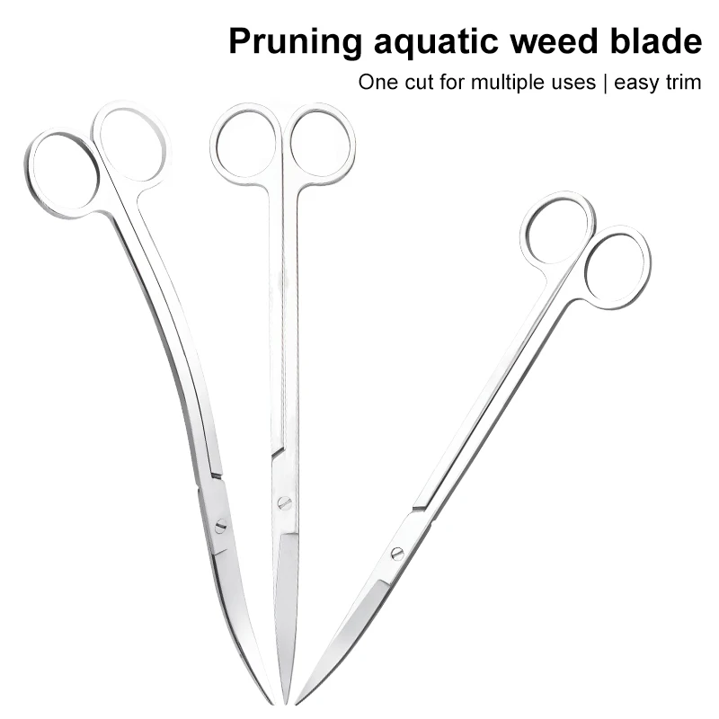 

White 25cm Aquarium Scissors Aquatic Trimming Scissors Mirror Light Straight Curved Wave Scissors with Packaging Aquarium Tools