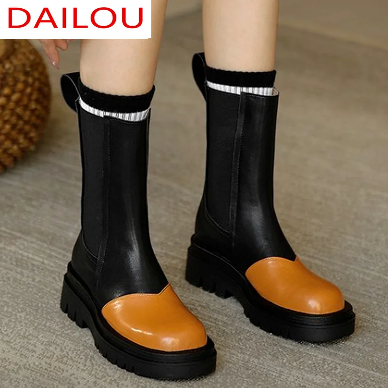 

Женские ботинки челси из ПУ кожи, с круглым носком