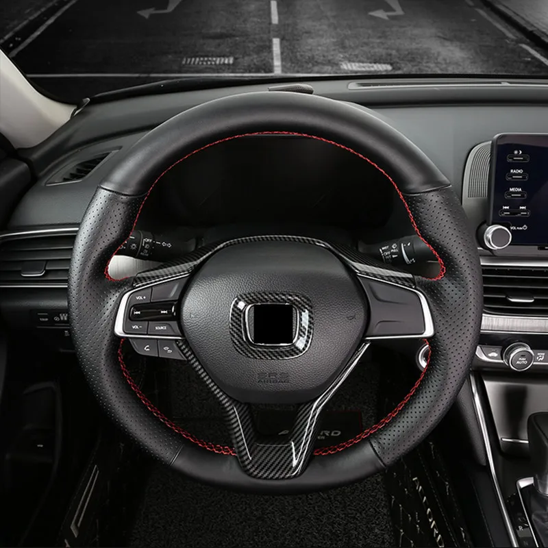 Стильная рамка с логотипом на руль автомобиля из углеродного волокна