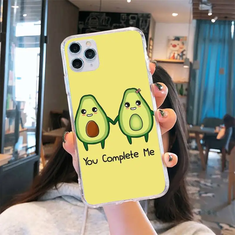 

Avocado cute cartoon Phone Case Transparent for iPhone 6 7 8 11 12 s mini pro X XS XR MAX Plus cover funda shell