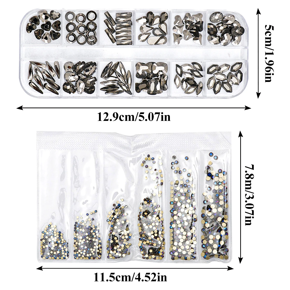 

4colors 1440pcs Nail art crystal flat back rhinestone diamond gem 3D glitter DIY nail decoration for Nails Accessories Manicure