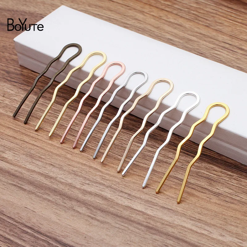 

BoYuTe (20 Pieces/Lot) 70*12MM Metal Brass Thick Wavy U-Shaped Hairpin Hair Fork Handmade Diy Hair Accessories Materials